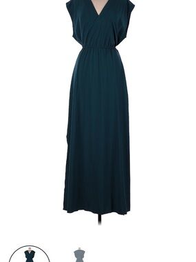 Athleta Teal V-Neck Maxi Dress
